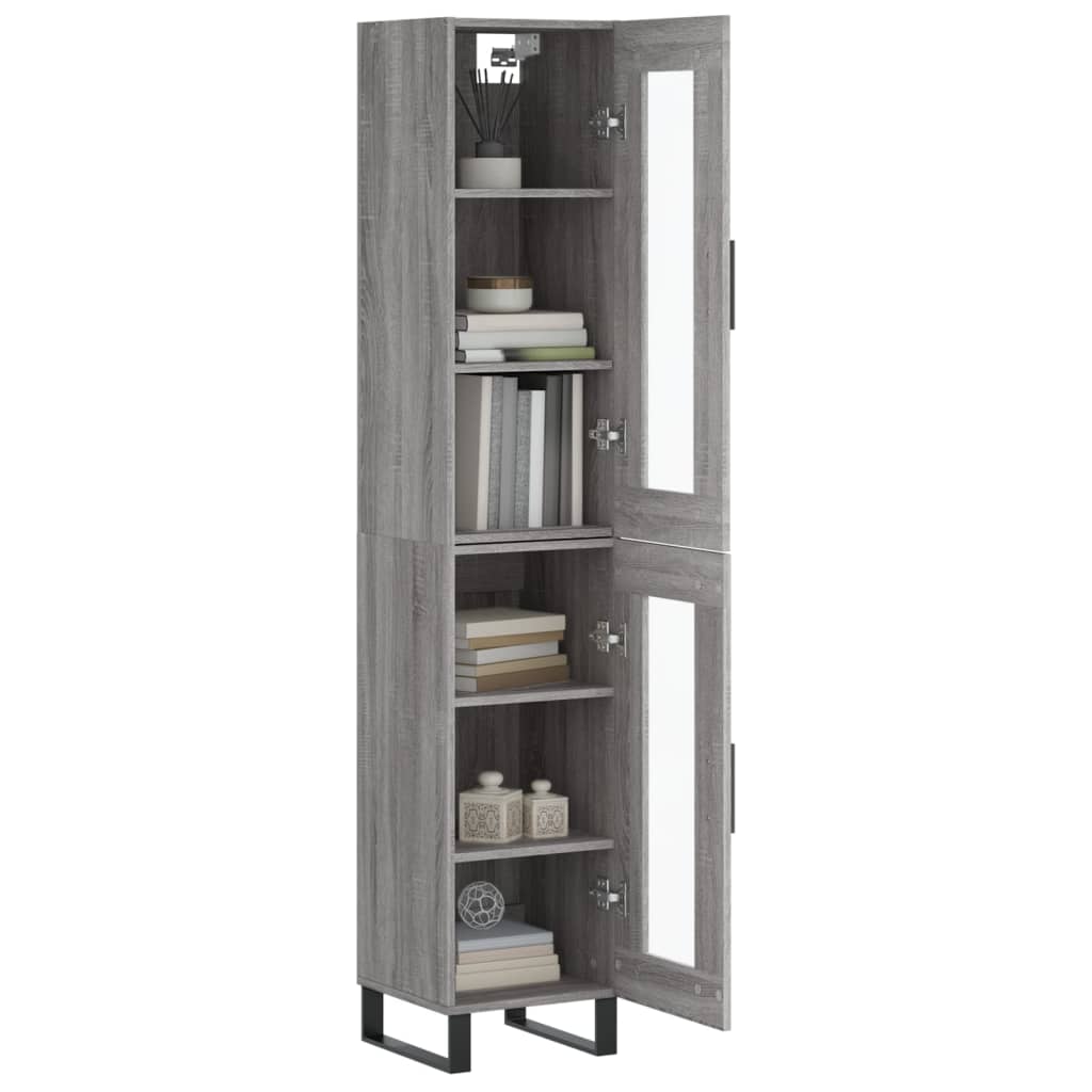 vidaXL Aparador alto madera contrachapada gris Sonoma 34,5x34x180 cm