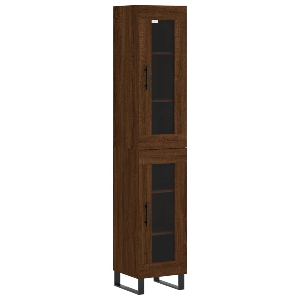 vidaXL Aparador alto madera contrachapada roble marrón 34,5x34x180 cm