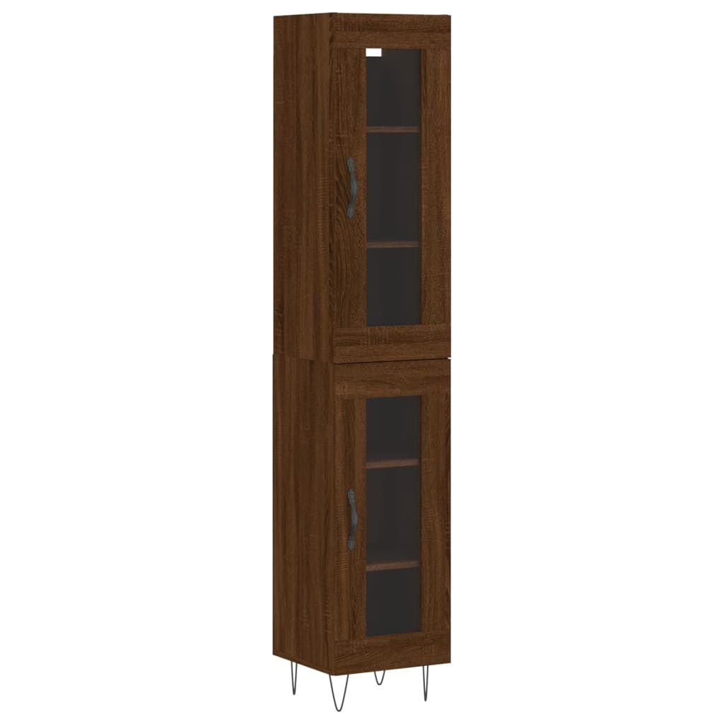 vidaXL Aparador alto madera contrachapada roble marrón 34,5x34x180 cm