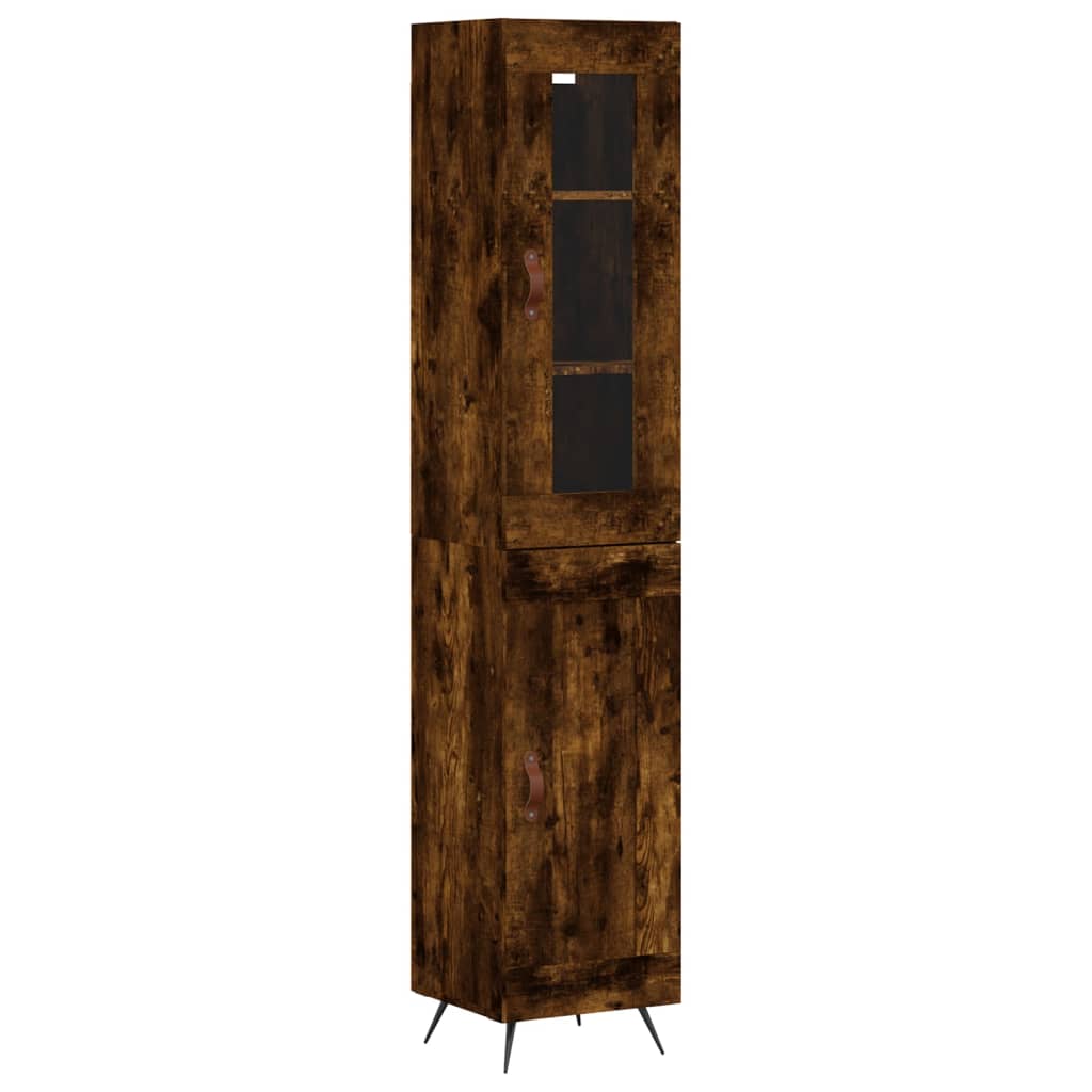 vidaXL Aparador de madera contrachapada roble ahumado 34,5x34x180 cm