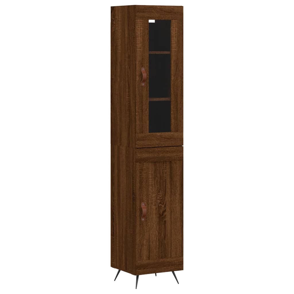 vidaXL Aparador alto madera contrachapada roble marrón 34,5x34x180 cm