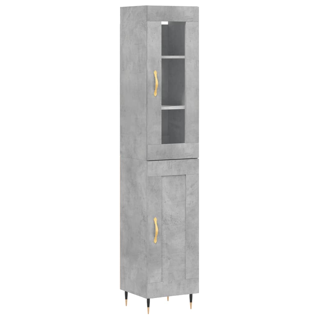 vidaXL Aparador de madera contrachapada gris hormigón 34,5x34x180 cm