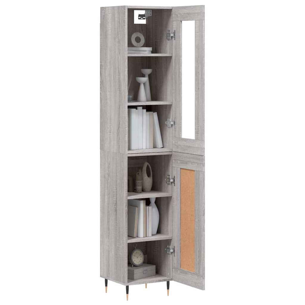 vidaXL Aparador alto madera contrachapada gris Sonoma 34,5x34x180 cm