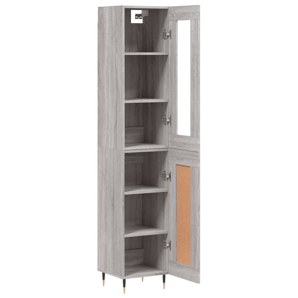 vidaXL Aparador alto madera contrachapada gris Sonoma 34,5x34x180 cm