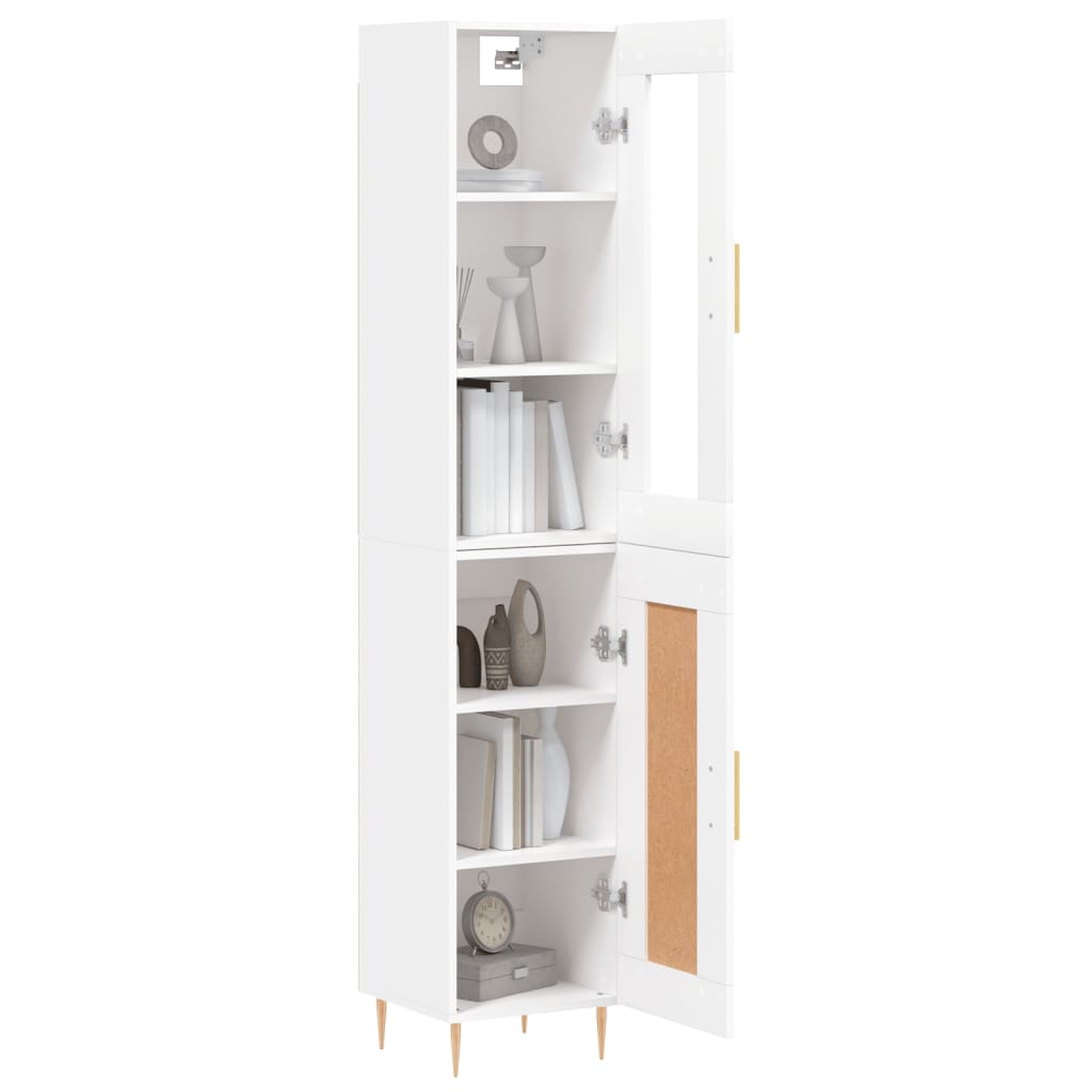 vidaXL Aparador alto madera contrachapada blanco 34,5x34x180 cm