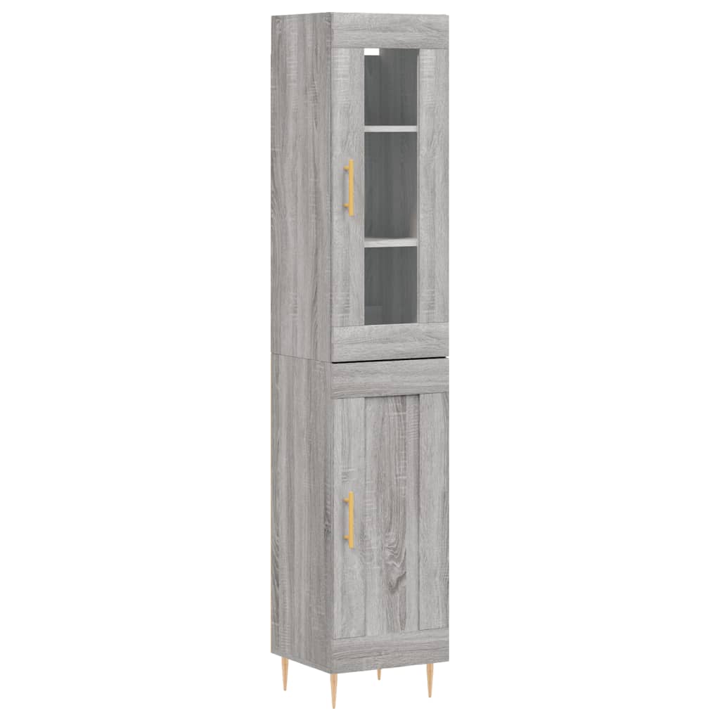 vidaXL Aparador alto madera contrachapada gris Sonoma 34,5x34x180 cm