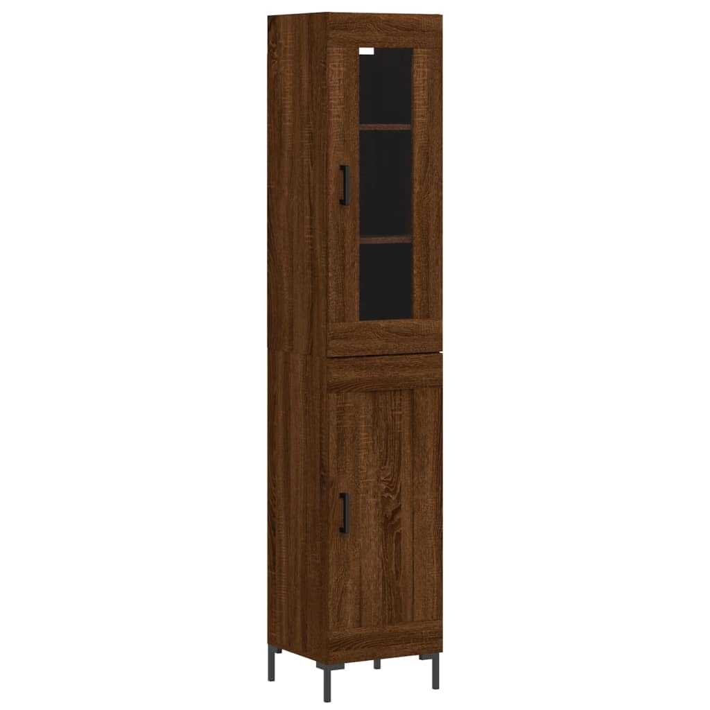 vidaXL Aparador alto madera contrachapada roble marrón 34,5x34x180 cm