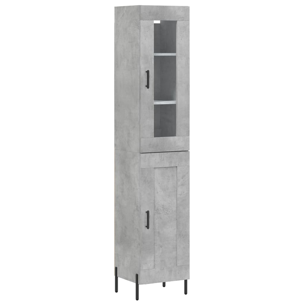 vidaXL Aparador de madera contrachapada gris hormigón 34,5x34x180 cm