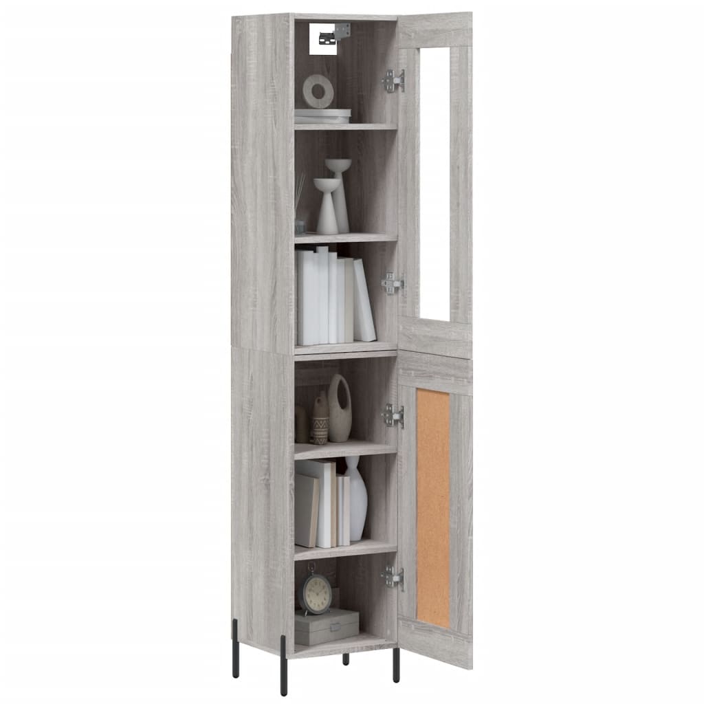 vidaXL Aparador alto madera contrachapada gris Sonoma 34,5x34x180 cm