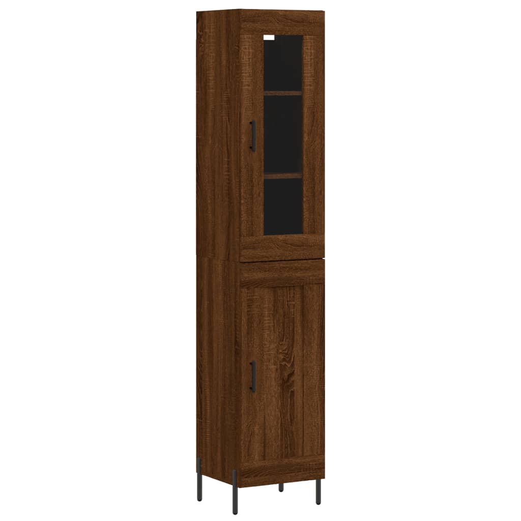 vidaXL Aparador alto madera contrachapada roble marrón 34,5x34x180 cm