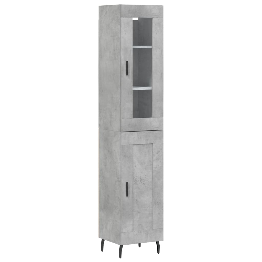 vidaXL Aparador de madera contrachapada gris hormigón 34,5x34x180 cm