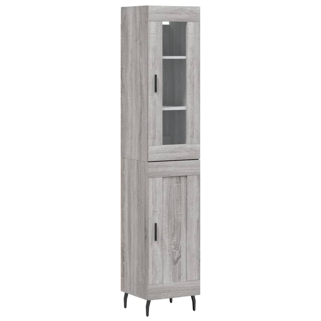 vidaXL Aparador alto madera contrachapada gris Sonoma 34,5x34x180 cm