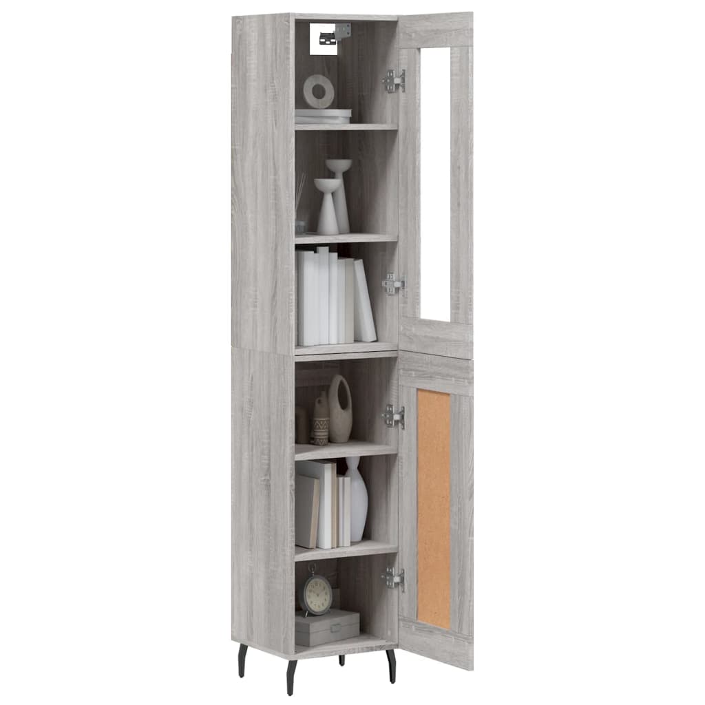 vidaXL Aparador alto madera contrachapada gris Sonoma 34,5x34x180 cm