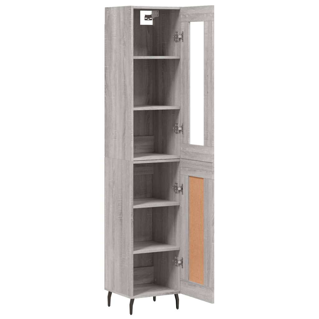 vidaXL Aparador alto madera contrachapada gris Sonoma 34,5x34x180 cm