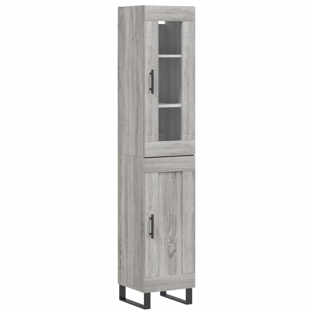 vidaXL Aparador alto madera contrachapada gris Sonoma 34,5x34x180 cm