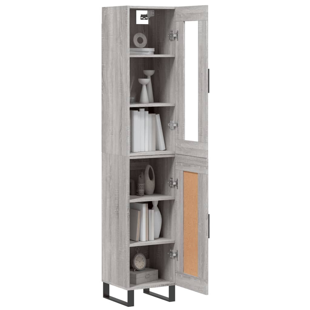 vidaXL Aparador alto madera contrachapada gris Sonoma 34,5x34x180 cm