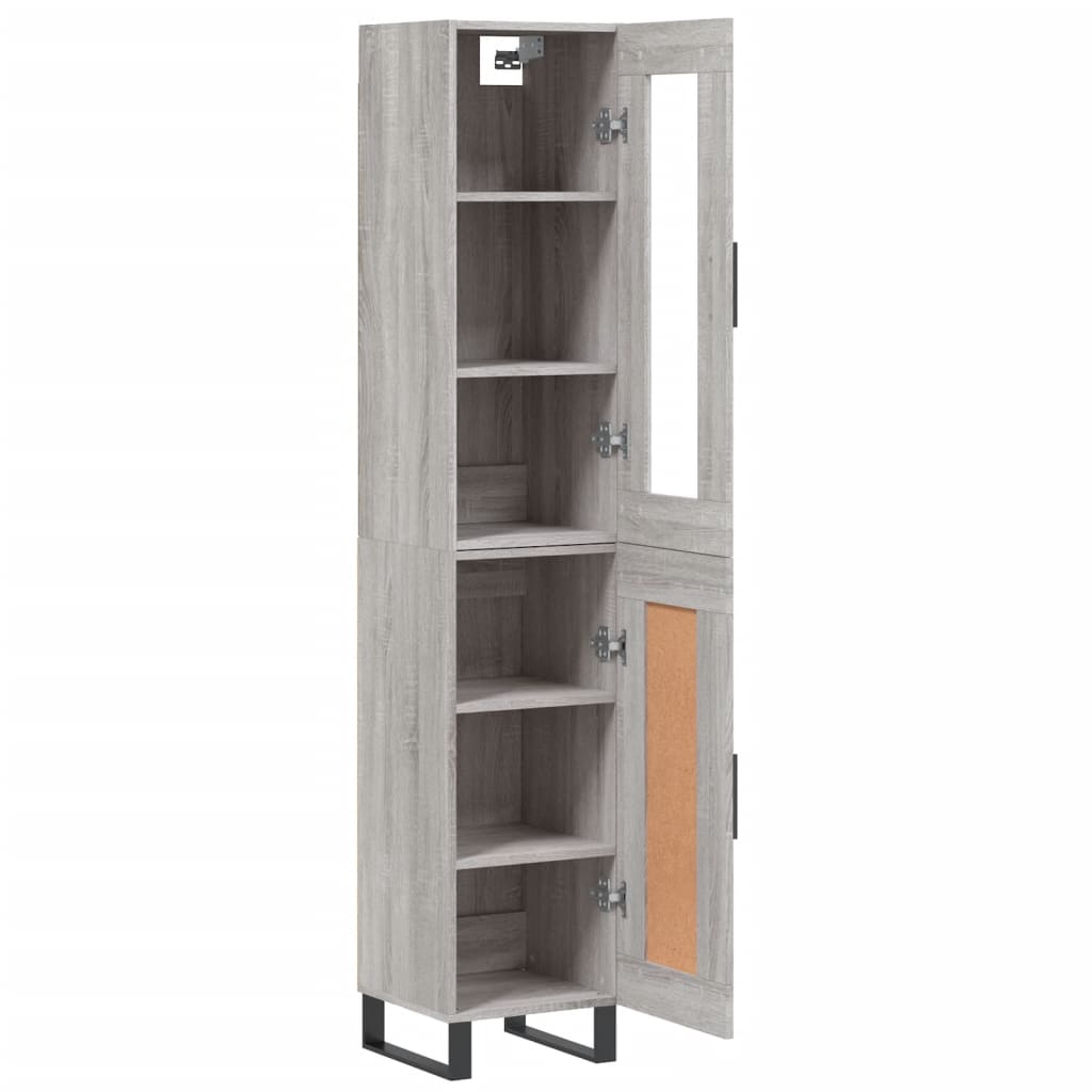 vidaXL Aparador alto madera contrachapada gris Sonoma 34,5x34x180 cm