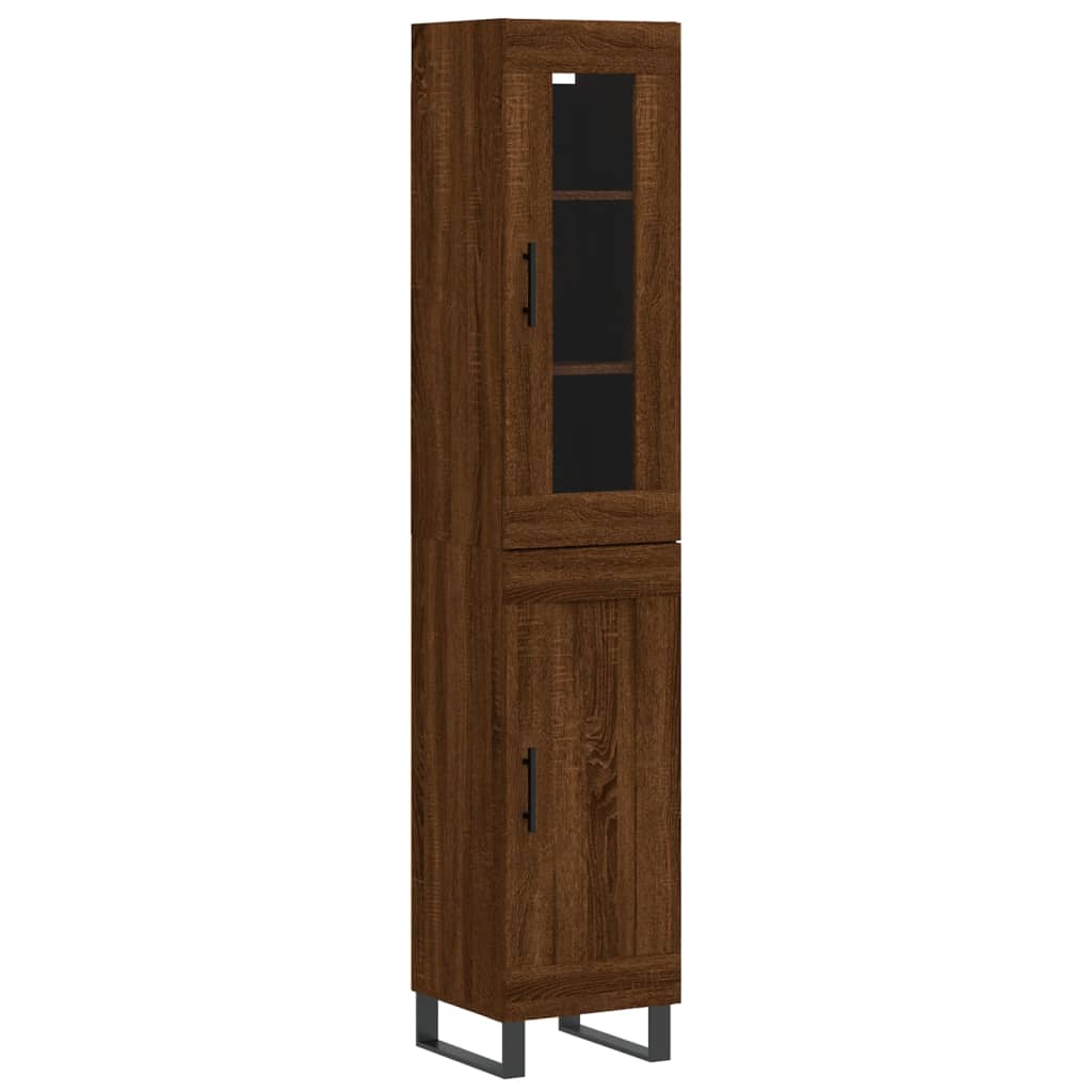 vidaXL Aparador alto madera contrachapada roble marrón 34,5x34x180 cm