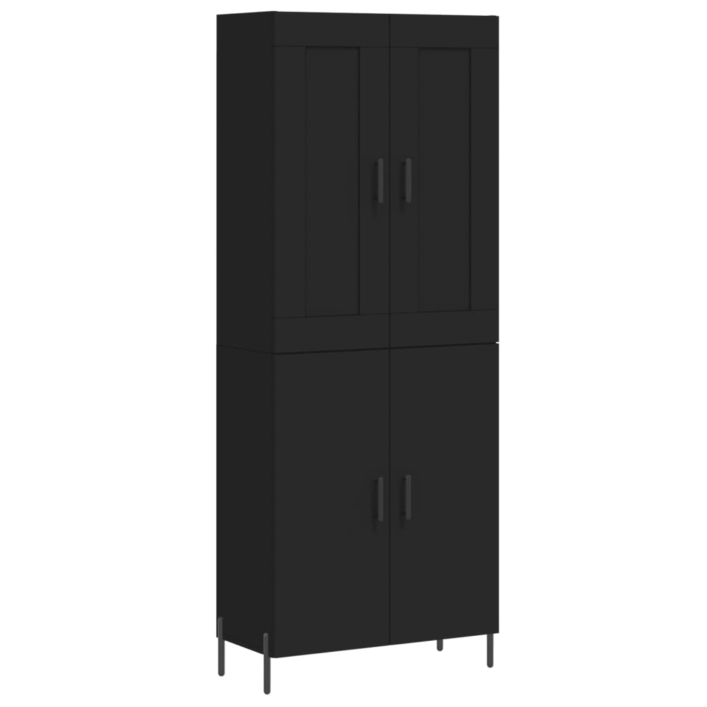 vidaXL Aparador alto madera contrachapada negro 69,5x34x180 cm