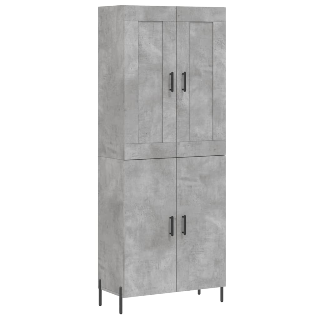 vidaXL Aparador alto madera contrachapada gris hormigón 69,5x34x180 cm