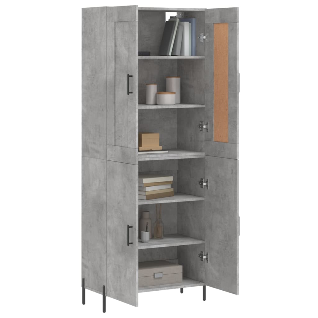 vidaXL Aparador alto madera contrachapada gris hormigón 69,5x34x180 cm