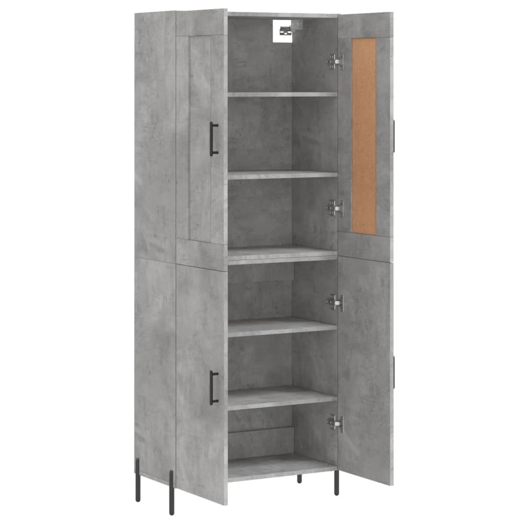 vidaXL Aparador alto madera contrachapada gris hormigón 69,5x34x180 cm