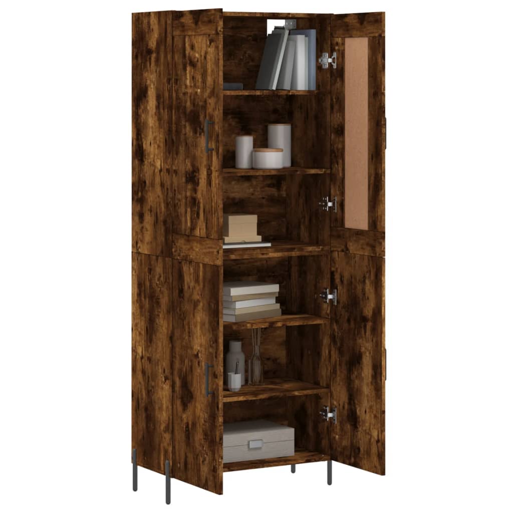 vidaXL Aparador alto madera contrachapada roble ahumado 69,5x34x180 cm