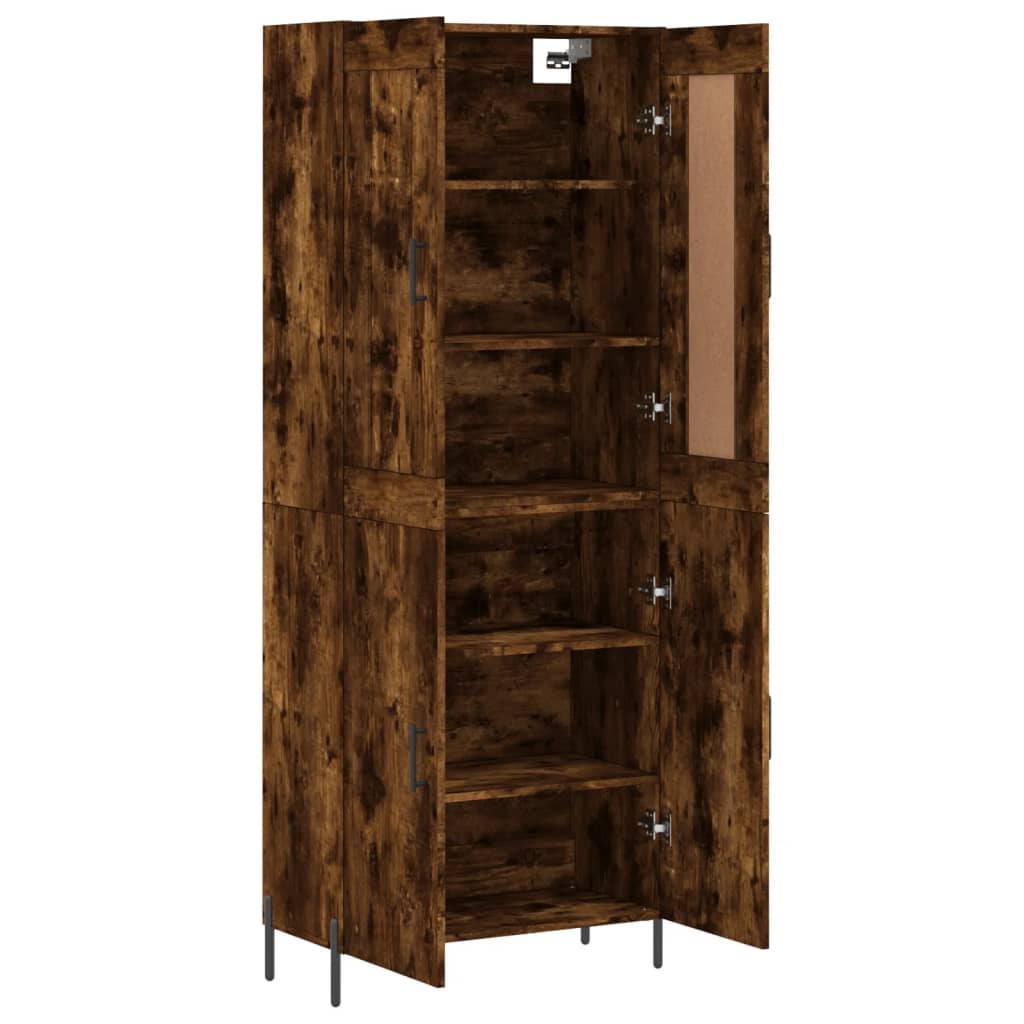 vidaXL Aparador alto madera contrachapada roble ahumado 69,5x34x180 cm