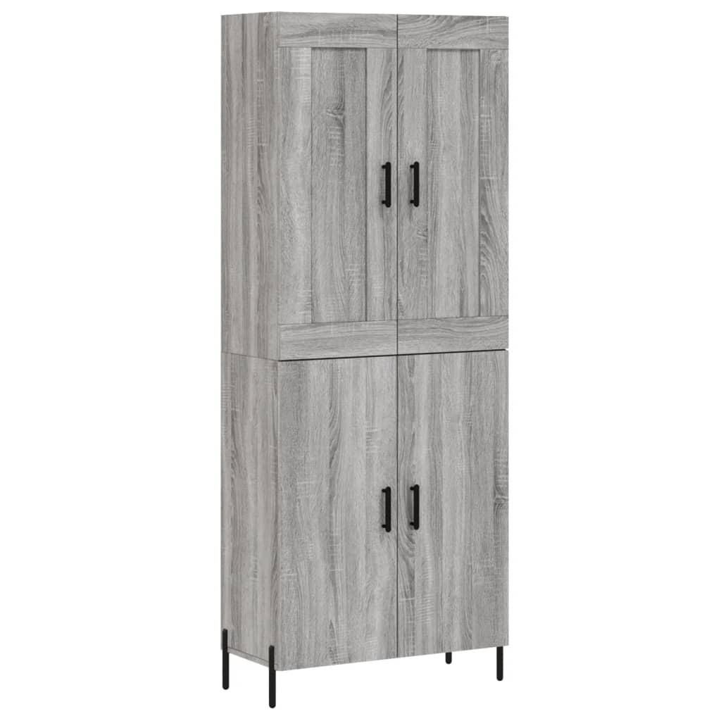 vidaXL Aparador alto madera contrachapada gris sonoma 69,5x34x180 cm