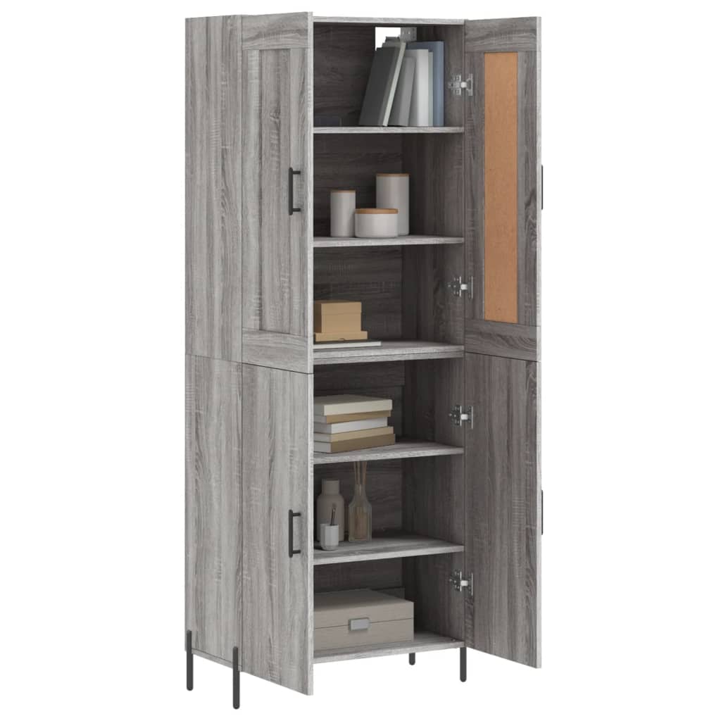 vidaXL Aparador alto madera contrachapada gris sonoma 69,5x34x180 cm