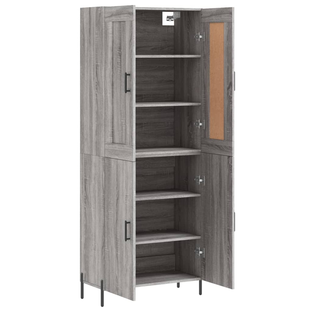 vidaXL Aparador alto madera contrachapada gris sonoma 69,5x34x180 cm