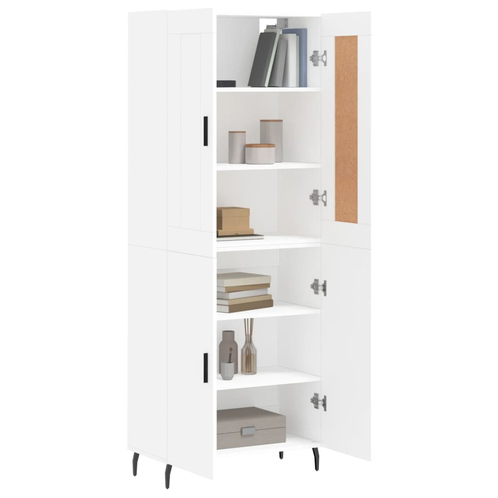 vidaXL Aparador alto madera contrachapada blanco 69,5x34x180 cm