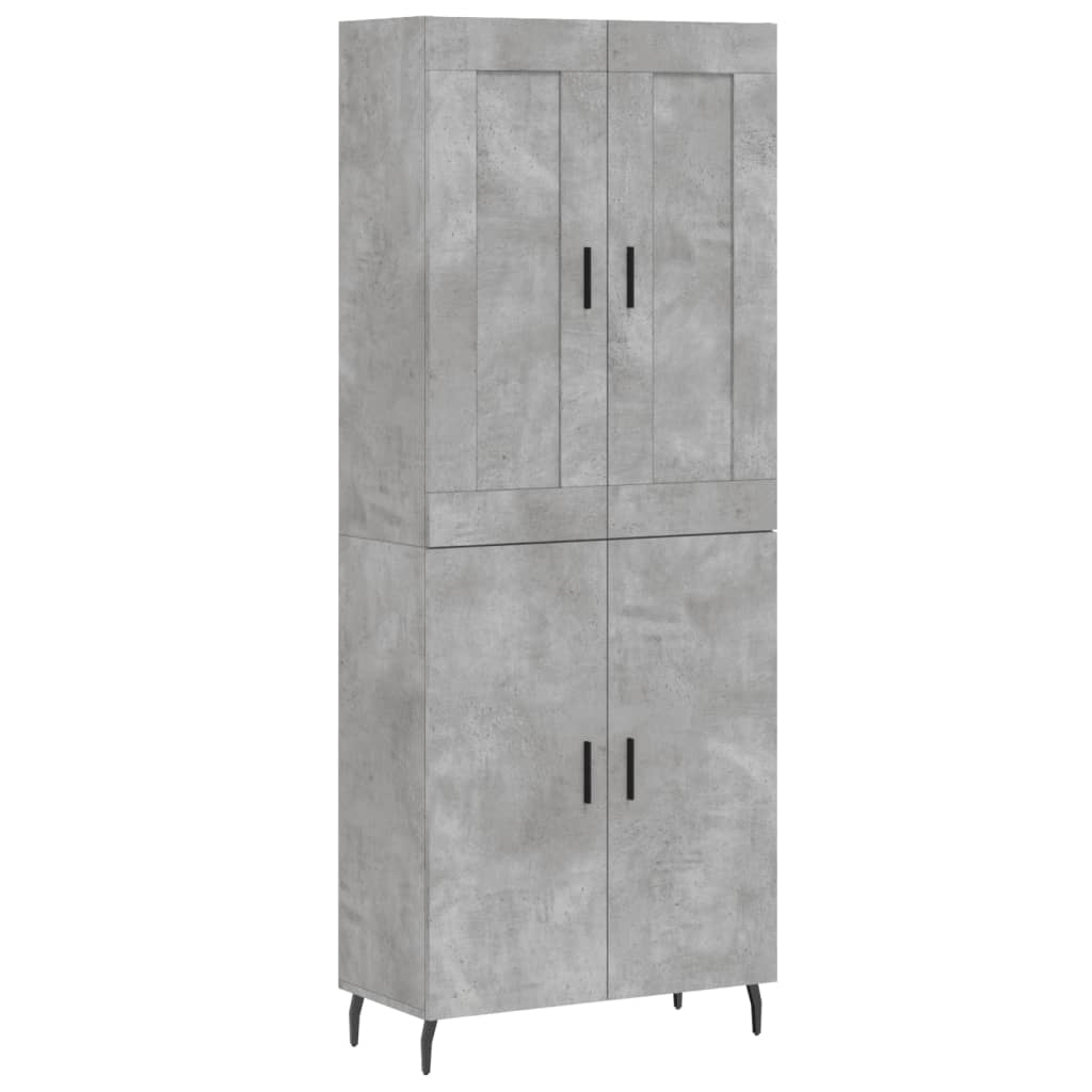 vidaXL Aparador alto madera contrachapada gris hormigón 69,5x34x180 cm