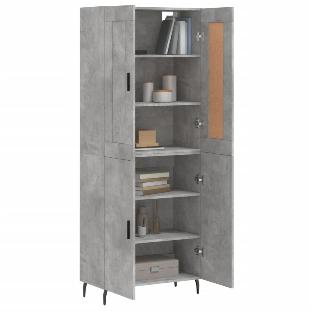 vidaXL Aparador alto madera contrachapada gris hormigón 69,5x34x180 cm