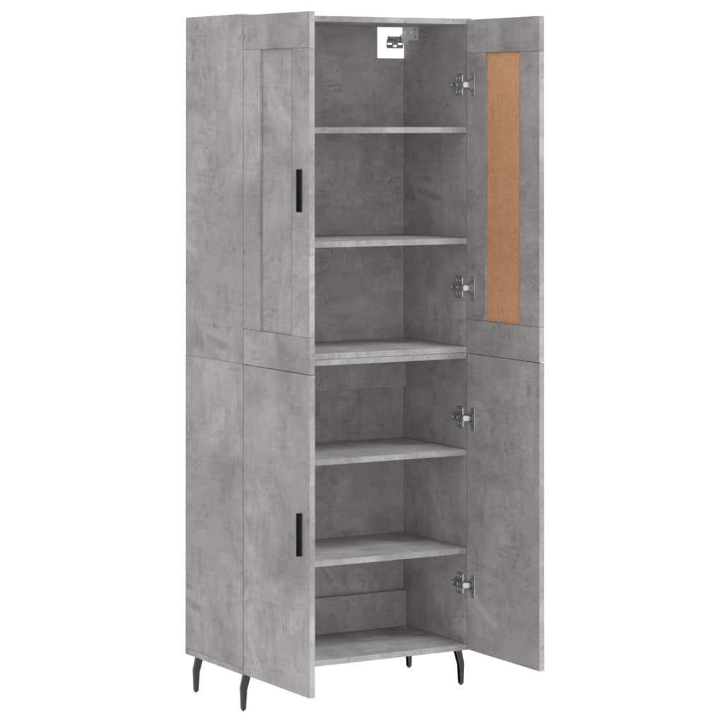 vidaXL Aparador alto madera contrachapada gris hormigón 69,5x34x180 cm