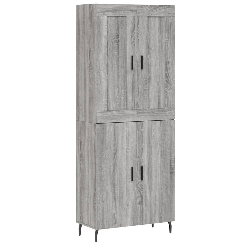 vidaXL Aparador alto madera contrachapada gris sonoma 69,5x34x180 cm