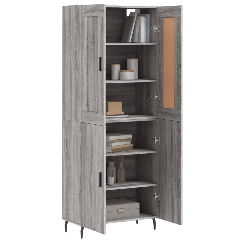 vidaXL Aparador alto madera contrachapada gris sonoma 69,5x34x180 cm