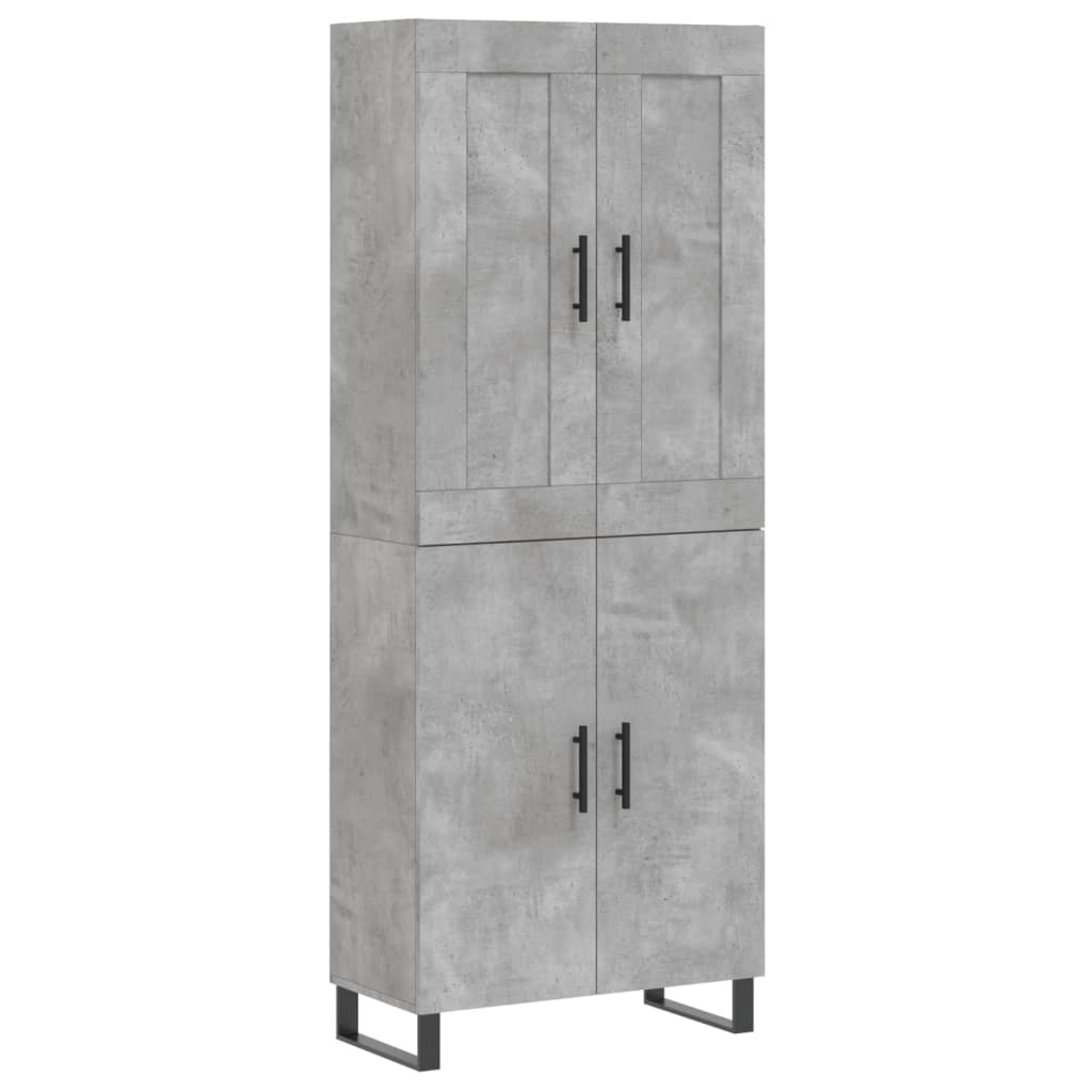 vidaXL Aparador alto madera contrachapada gris hormigón 69,5x34x180 cm