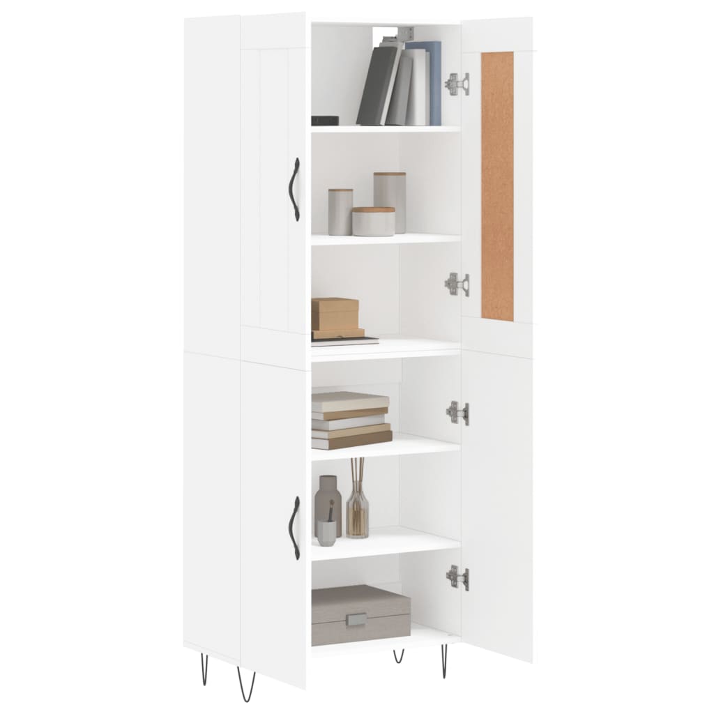 vidaXL Aparador alto madera contrachapada blanco 69,5x34x180 cm