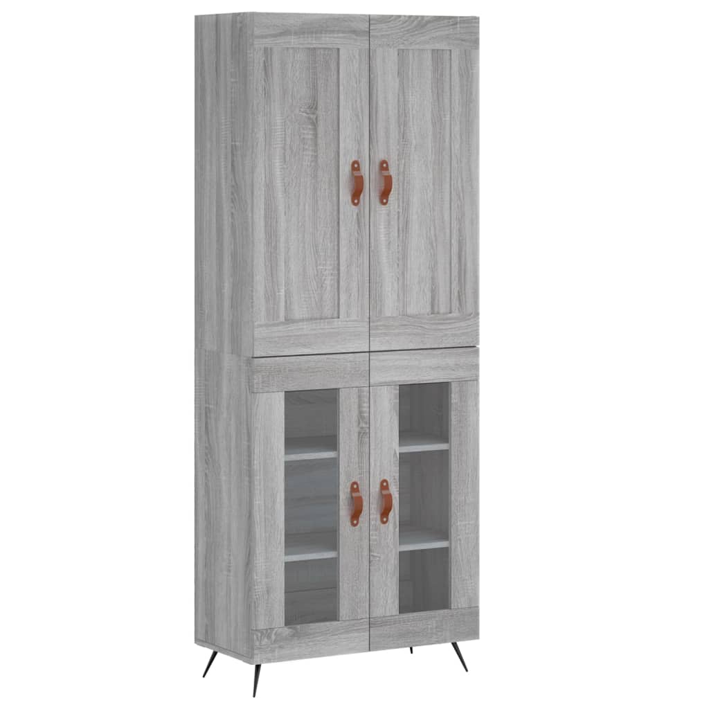 vidaXL Aparador alto madera contrachapada gris sonoma 69,5x34x180 cm