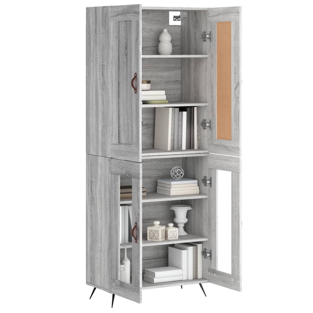 vidaXL Aparador alto madera contrachapada gris sonoma 69,5x34x180 cm