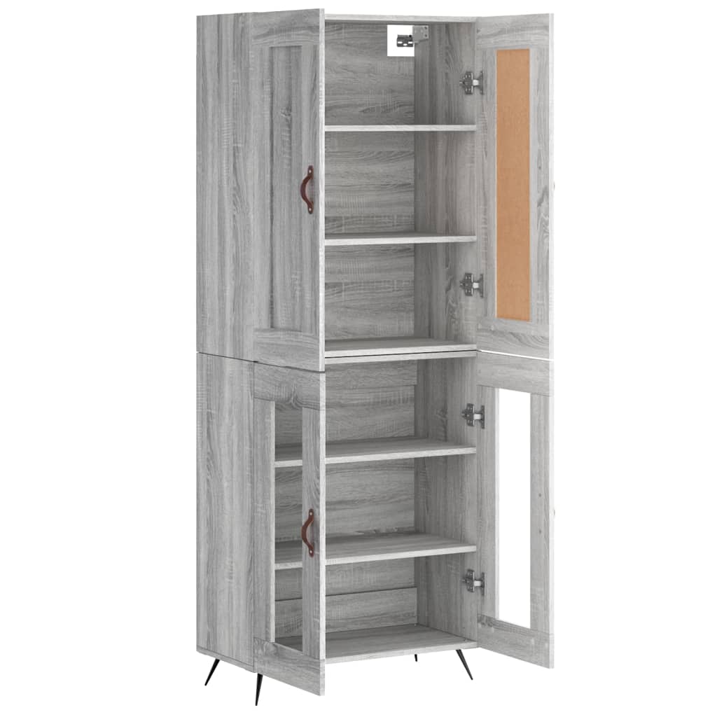 vidaXL Aparador alto madera contrachapada gris sonoma 69,5x34x180 cm