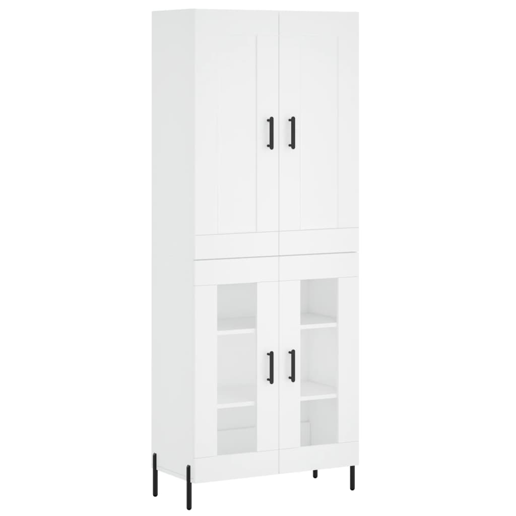 vidaXL Aparador alto madera contrachapada blanco 69,5x34x180 cm