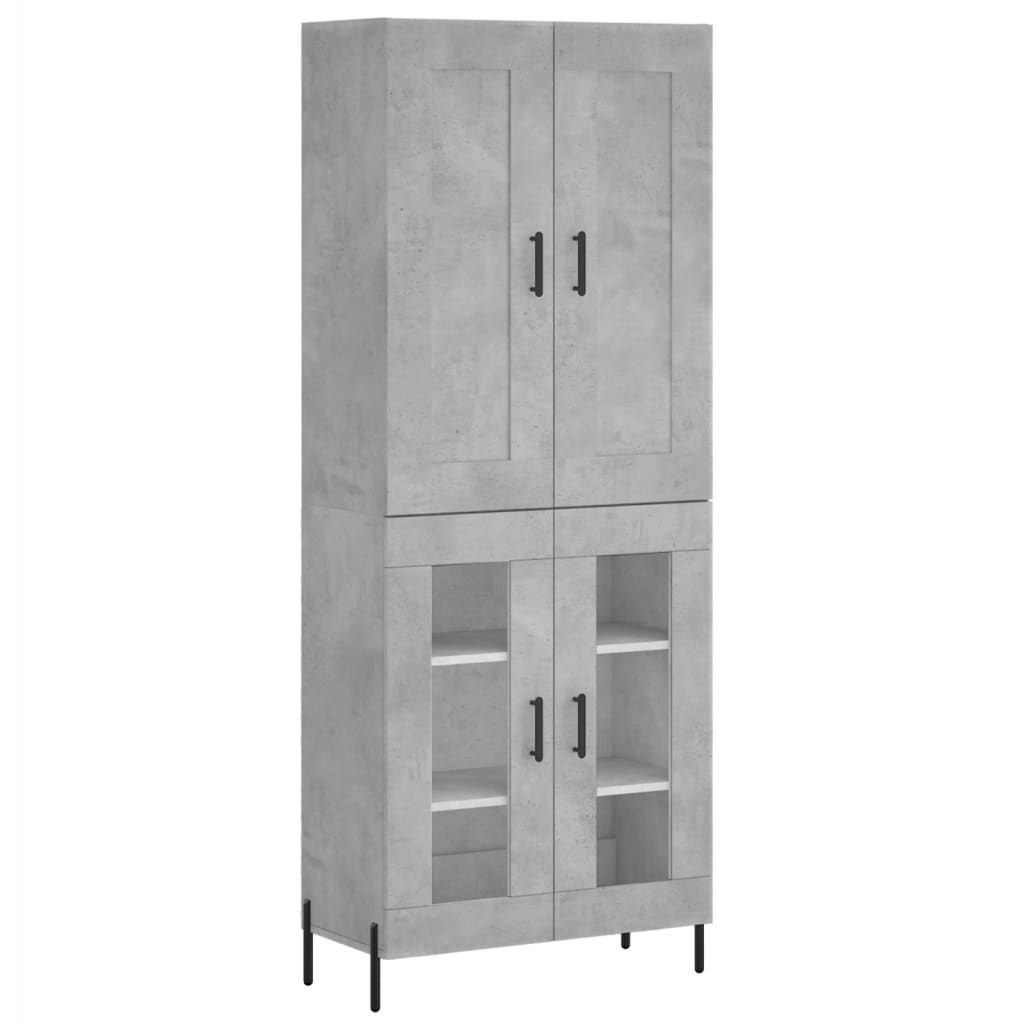 vidaXL Aparador alto madera contrachapada gris hormigón 69,5x34x180 cm