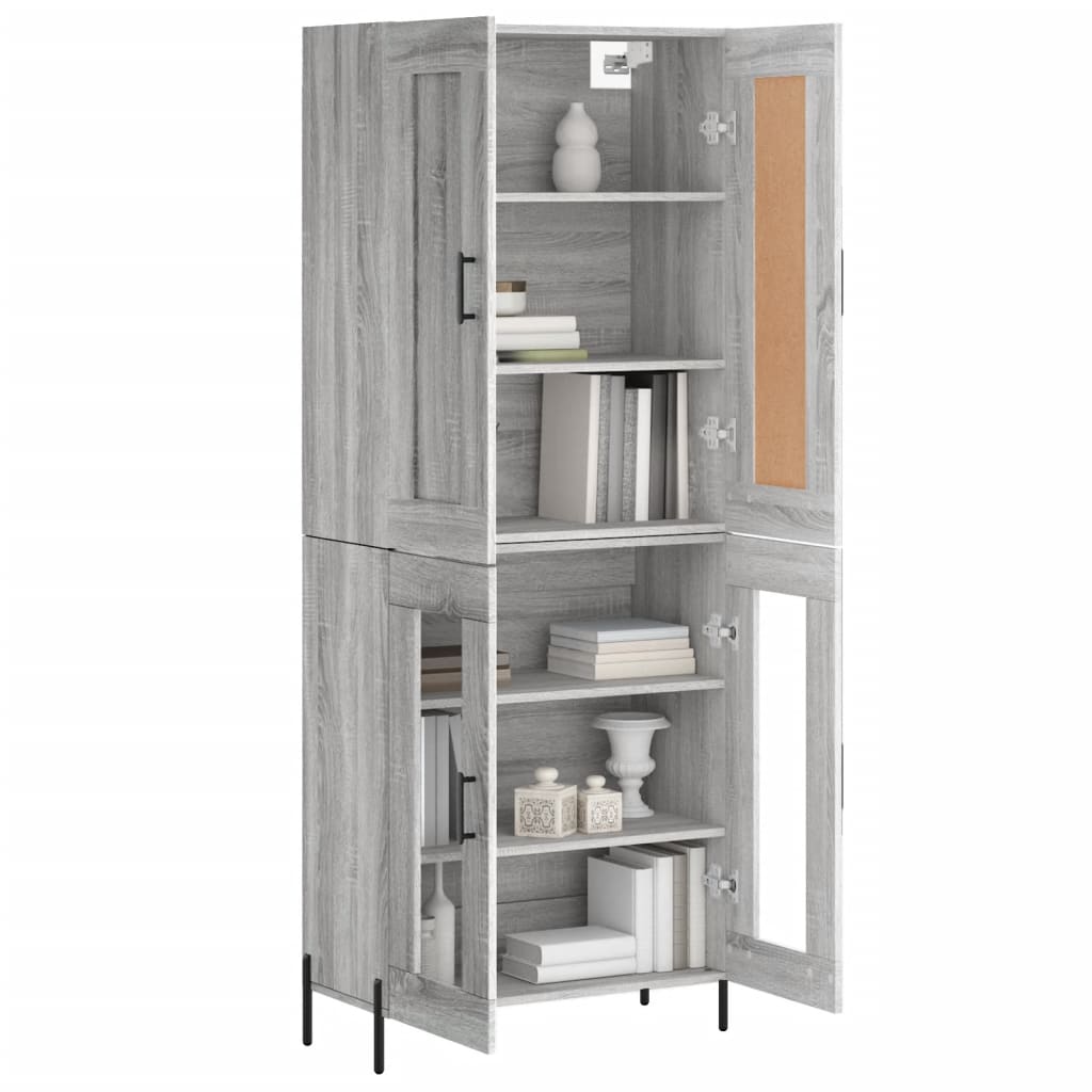 vidaXL Aparador alto madera contrachapada gris sonoma 69,5x34x180 cm