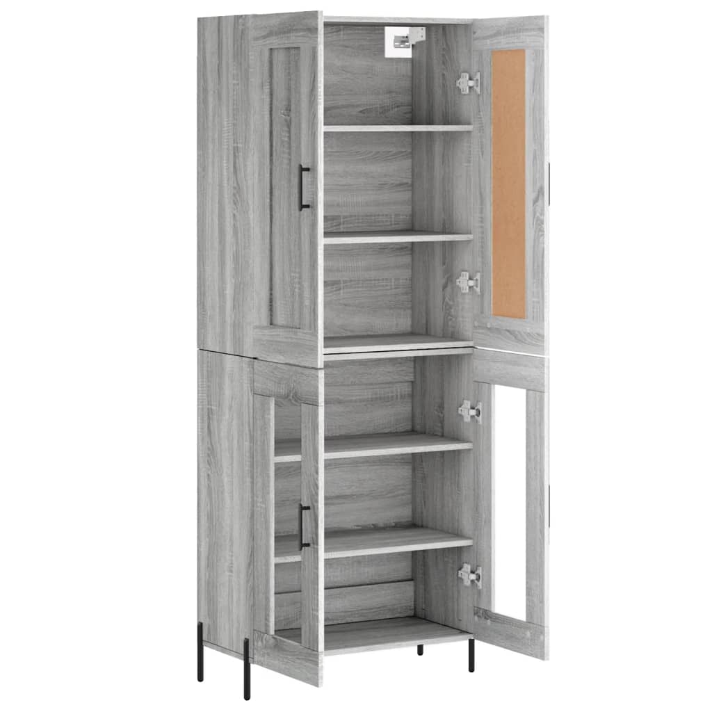 vidaXL Aparador alto madera contrachapada gris sonoma 69,5x34x180 cm