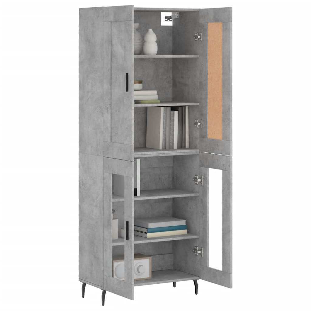 vidaXL Aparador alto madera contrachapada gris hormigón 69,5x34x180 cm