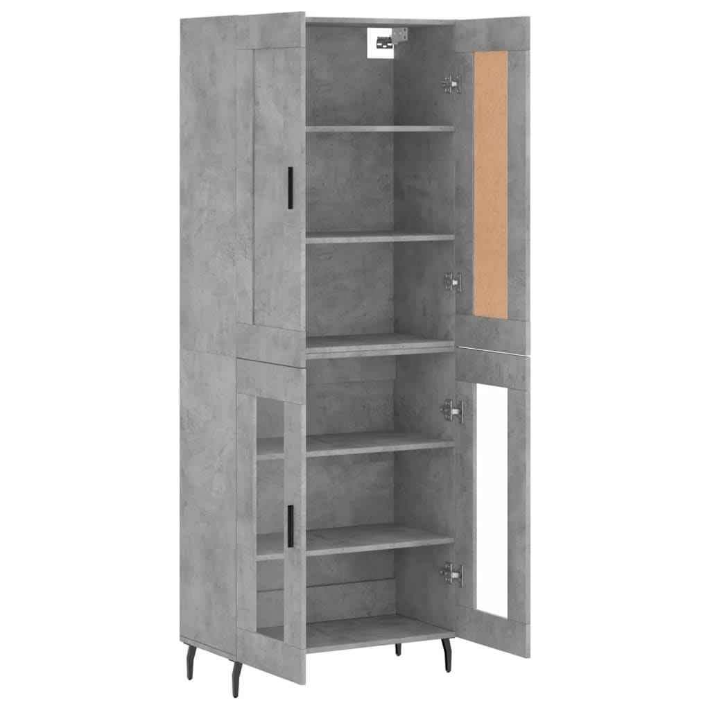 vidaXL Aparador alto madera contrachapada gris hormigón 69,5x34x180 cm