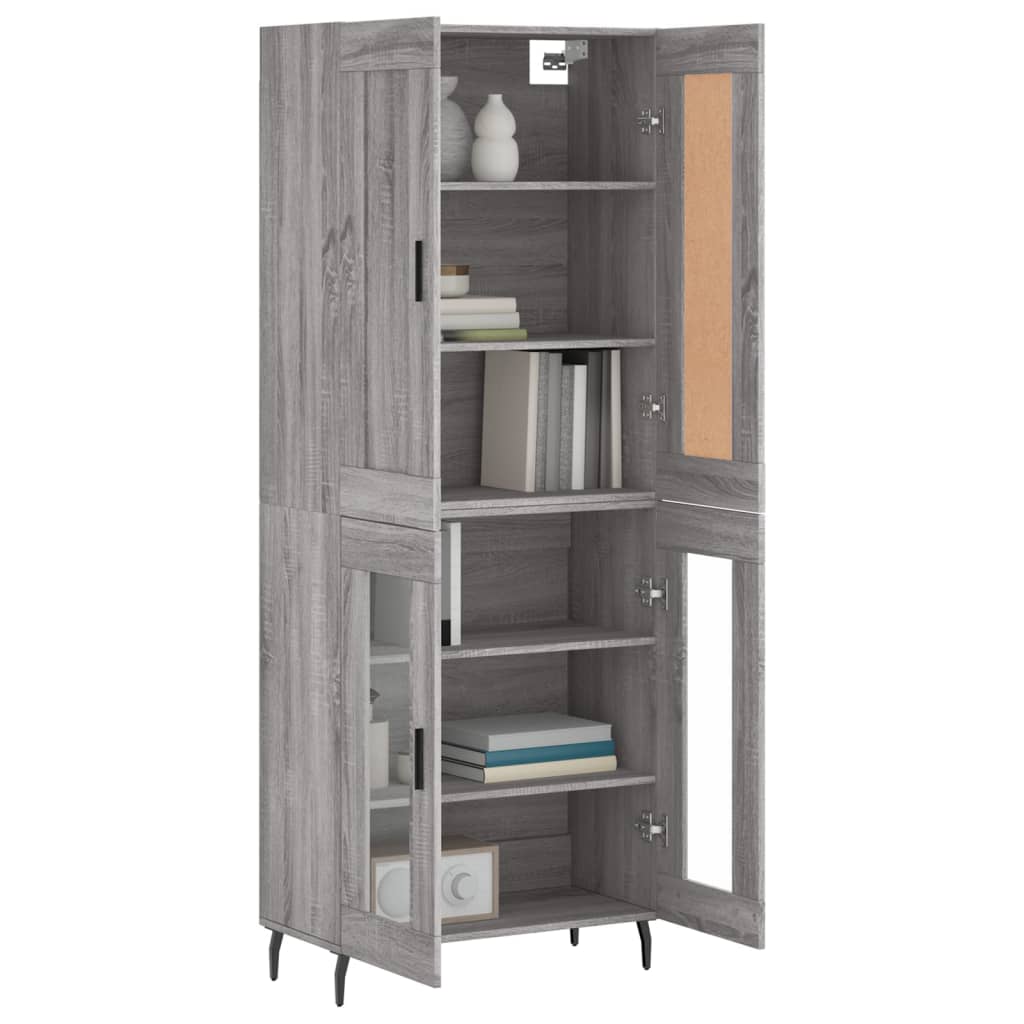 vidaXL Aparador alto madera contrachapada gris sonoma 69,5x34x180 cm