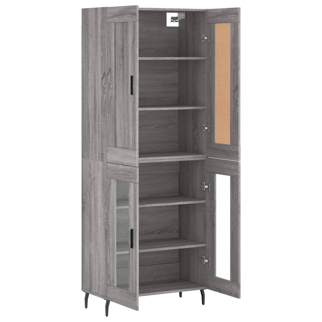 vidaXL Aparador alto madera contrachapada gris sonoma 69,5x34x180 cm